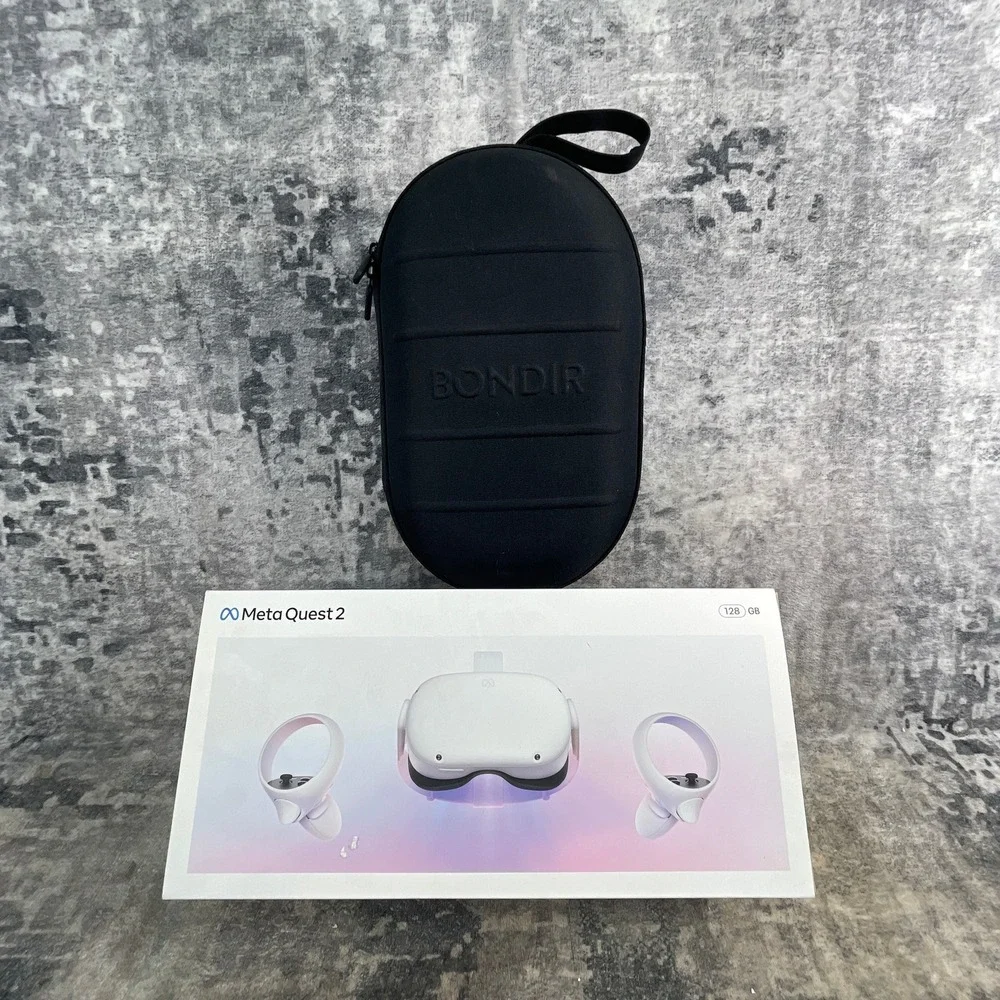 Meta Quest 2 128GB VR Headset Bundle with Bondir Case with Hexigo Battery Strap